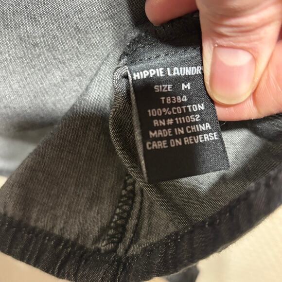 Hippie Laundry M Dark Denim Chambray Off the Shoulder Ruffle Sleeve Mini Dress - Picture 6 of 10